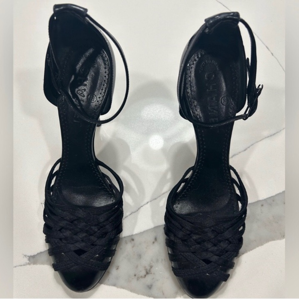 CHANEL CAP TOE CC ANKLE STRAP HEEL - Picture 6 of 9